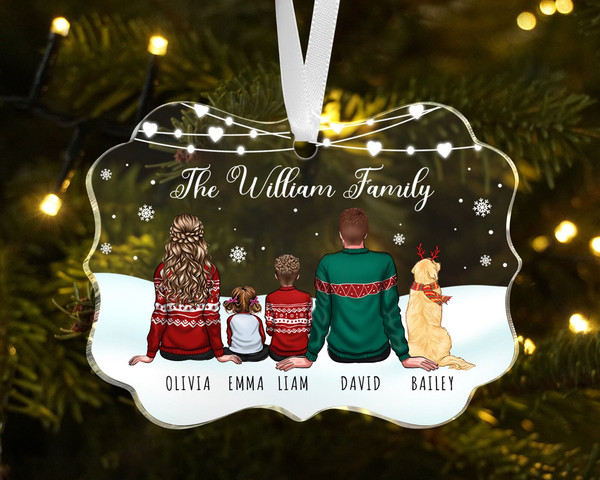 Custom Family Ornament, Family With Pets Ornament, Family Christmas Ornament, Family with Kids, Family with Dogs, Family Keepsake, Xmas Gift - 1.jpg