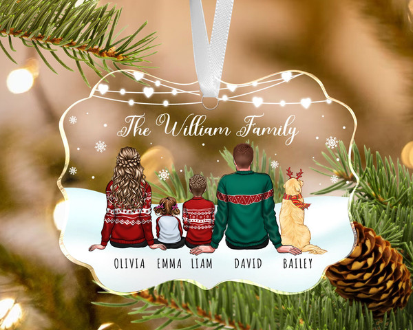 Custom Family Ornament, Family With Pets Ornament, Family Christmas Ornament, Family with Kids, Family with Dogs, Family Keepsake, Xmas Gift - 10.jpg