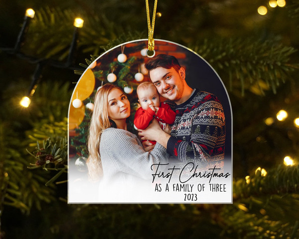 Custom Photo Ornament, First Christmas As A Family of 3, Family of Three Ornament, Picture Ornament, Baby Photo Ornament, Christmas Keepsake - 3.jpg