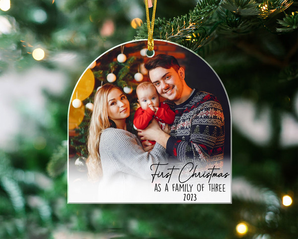 Custom Photo Ornament, First Christmas As A Family of 3, Family of Three Ornament, Picture Ornament, Baby Photo Ornament, Christmas Keepsake - 4.jpg