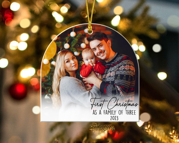 Custom Photo Ornament, First Christmas As A Family of 3, Family of Three Ornament, Picture Ornament, Baby Photo Ornament, Christmas Keepsake - 5.jpg