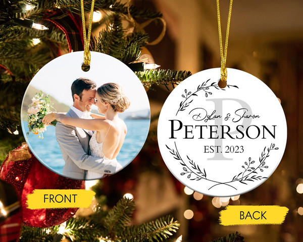 Custom Photo Ornament, Married Ornament, Engaged Ornament, Mr & Mrs Ornament, 2023 Christmas Ornament, Wedding Ornament, Couple Ornament - 1.jpg