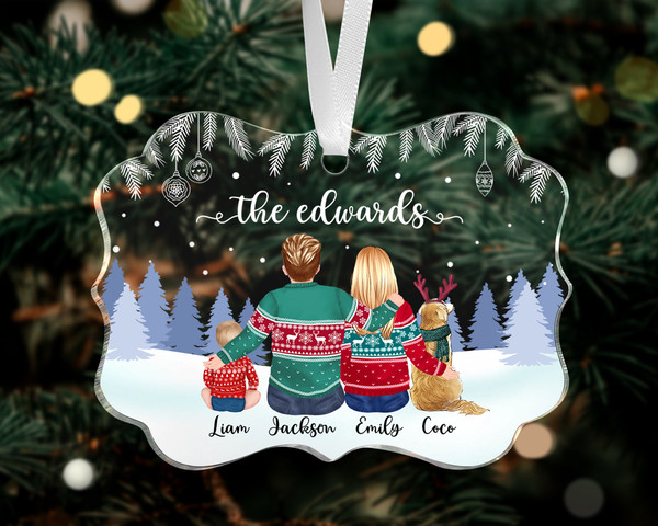 Family with Dogs Ornament, Custom Family Ornament, Couple with Pets Ornament, Family Christmas Ornament, Custom Dog Ornament, 2023 Ornament - 10.jpg