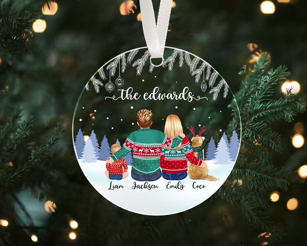 Family with Dogs Ornament, Custom Family Ornament, Couple with Pets Ornament, Family Christmas Ornament, Custom Dog Ornament, 2023 Ornament - 2.jpg