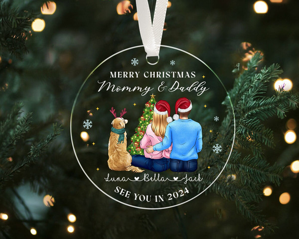 Merry Christmas Mommy Daddy See You in 2024, Pregnancy Ornament, Expecting Parents Ornament, Pregnancy Announcement, Baby Ornament - 10.jpg