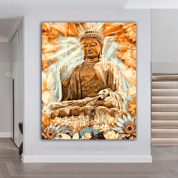 Buddha Wall Art, Buddha Canvas Painting, Large Canvas Wall Art