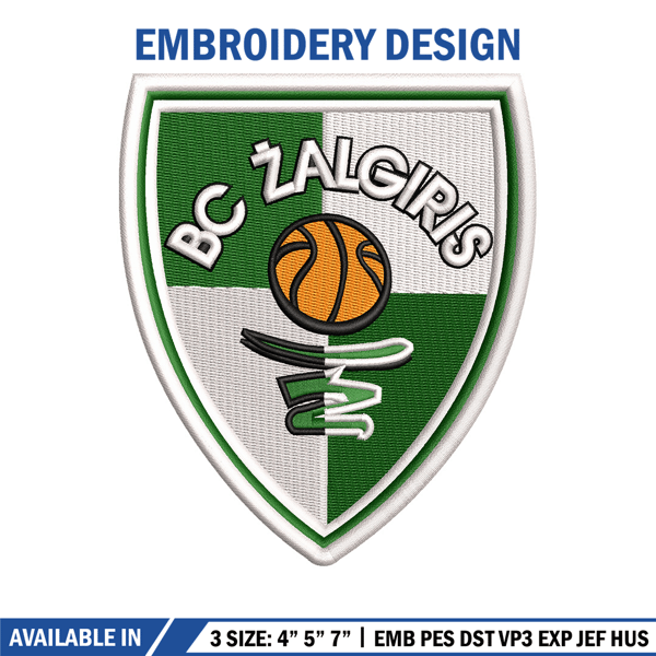 Bc zalgiris embroidery design, Logo embroidery, Embroidery file, Embroidery shirt, Emb design, Digital download.jpg