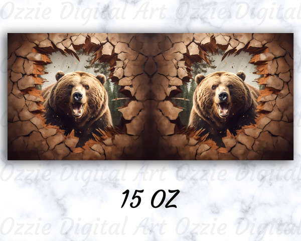 3D Bear Hole In A Wall Mug Wrap, 11oz & 15oz Mug Template, Mug Sublimation Design, Mug Wrap Template, Instant Digital Download PNG - 2.jpg