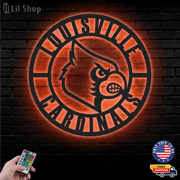 Louisville Cardinals Metal Sign, NCAA Logo Metal Led Wall Si - Inspire  Uplift