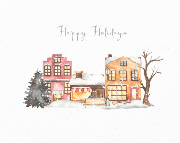 5  Winter city watercolor Happy Holidays.jpg