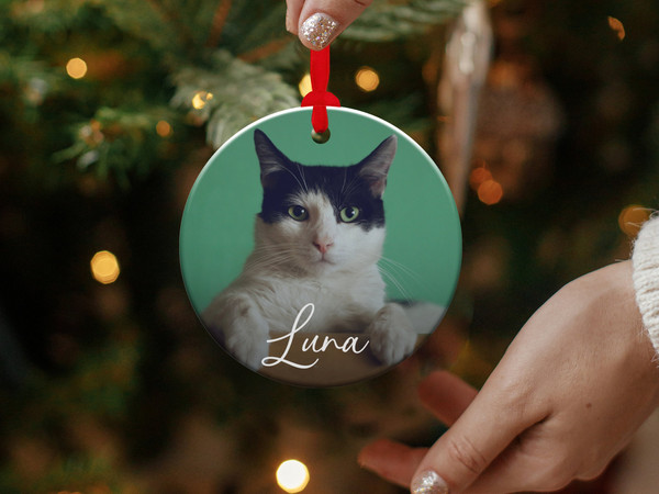 Cat Memorial Ornament, Custom Cat Photo Ornament, Cat Loss Christmas Ornament, Personalized Pet Memorial Ornament, (OR-55) - 3.jpg