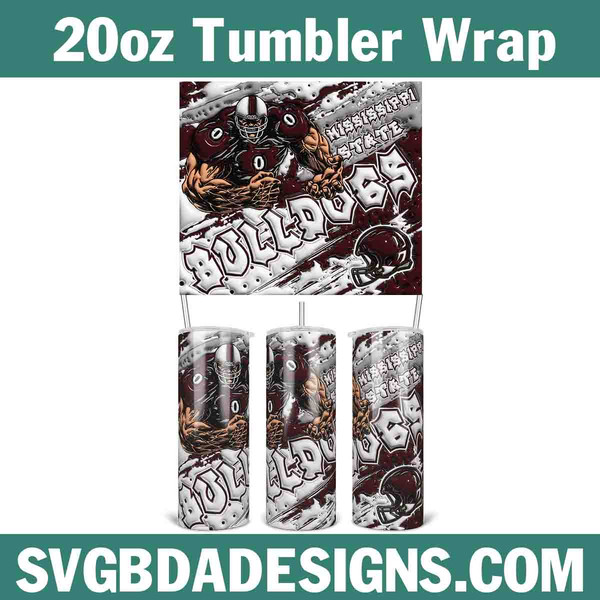 Mississippi State Bulldogs Football 3D Inflated Tumbler Wrap.jpg