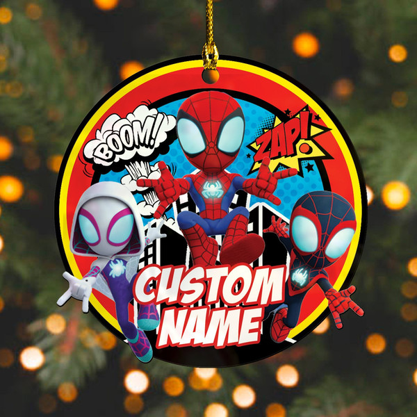 Spiderman Ghost Spider Gwen Stacy Christmas Ornament, Custom Baby First Christmas Gift, Personalized Spidey and His Amazing Friends Ornament - 4.jpg