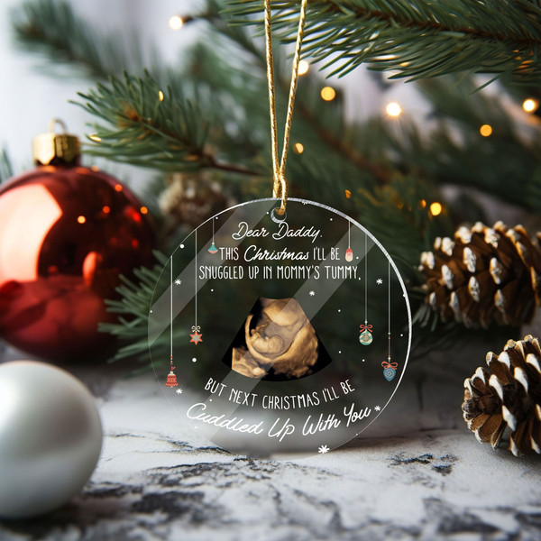 Ultrasound Baby Christmas Gift For Dad Dear Daddy This Xmas With You Personalized Ornament, New Dad Gift From The Bump, Expecting Dad Gift - 4.jpg