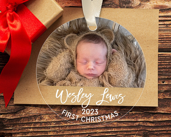 Custom Baby First Christmas Ornament, Personalized Baby Photo Ornament, New Baby Gift, Baby 1st Christmas Ornament, Xmas Family Keepsake - 3.jpg