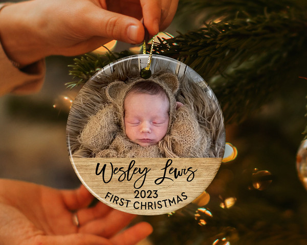 Custom Baby First Christmas Ornament, Personalized Baby Photo Ornament, New Baby Gift, Baby 1st Christmas Ornament, Xmas Family Keepsake - 5.jpg