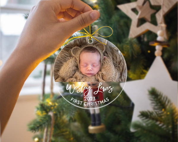 Custom Baby First Christmas Ornament, Personalized Baby Photo Ornament, New Baby Gift, Baby 1st Christmas Ornament, Xmas Family Keepsake - 6.jpg