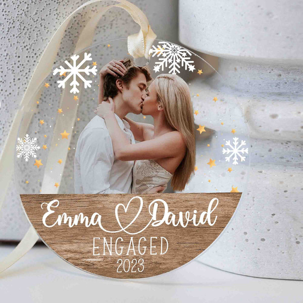 Personalized Engaged Ornament with Photo, Engaged Christmas Ornament, Custom Engagement Keepsake, First Christmas Engaged, Engagement Gift - 7.jpg