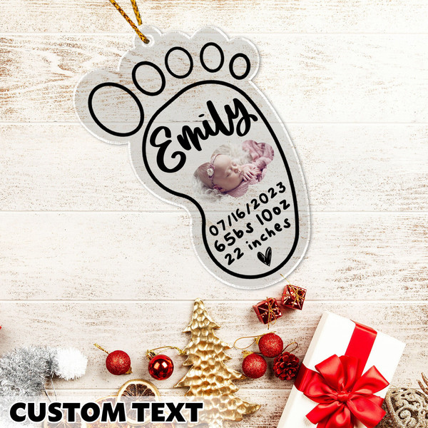 Babys First Christmas Ornament 2023, Personalized Birth Stats Ornament, Baby Photo Ornament, Baby Keepsake, Newborn Gift, Baby Feet Ornament - 5.jpg