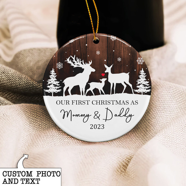 Personalized New Baby Christmas Ornament, Baby Shower Gift, Our First Christmas As Mommy and Daddy Ornament, New Parents Gift, Parents To Be - 8.jpg