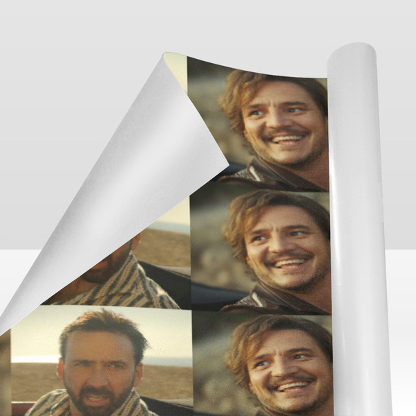 Nicolas Cage Looking at Pedro Pascal Meme Gift Wrapping Paper.png
