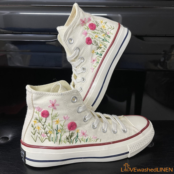 Custom Converse Chuck Taylor Garden Flowers Embroidered ConvesreWedding Flowers Embroidered SneakersBridal Flowers Embroidered Convesre - 3.jpg