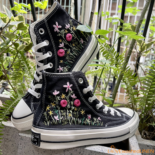 Custom Converse Chuck Taylor Garden Flowers Embroidered ConvesreWedding Flowers Embroidered SneakersBridal Flowers Embroidered Convesre - 7.jpg