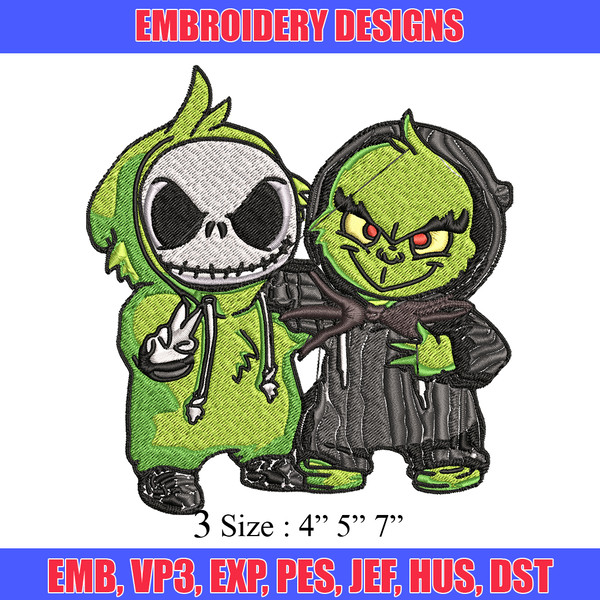 Grinch And Jack Skellington Embroidery design, Grinch Christmas Embroidery, Horror design, logo shirt, Digital download..jpg