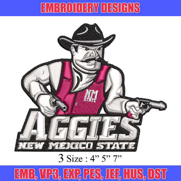New Mexico State Aggies embroidery, New Mexico State Aggies embroidery, logo Sport, Sport embroidery, NCAA embroidery..jpg