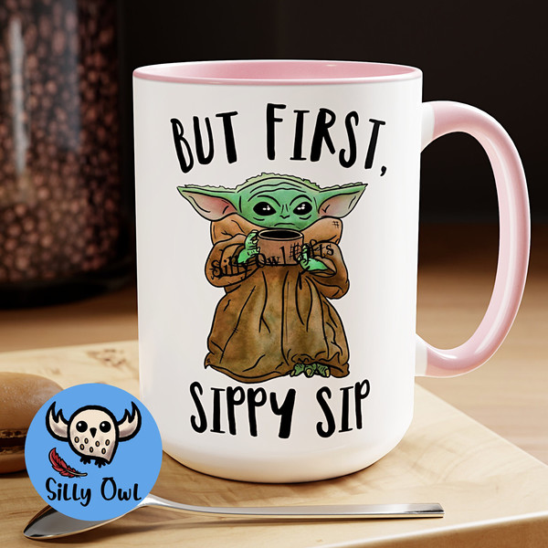Baby Yoda Coffee Mug, Sippy Sip Mug, Baby Yoda Gift, Star Wars