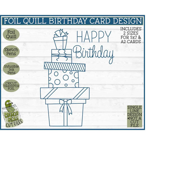 Foil Quill Birthday Card SVG File, Single Line svg, Sketch s - Inspire  Uplift