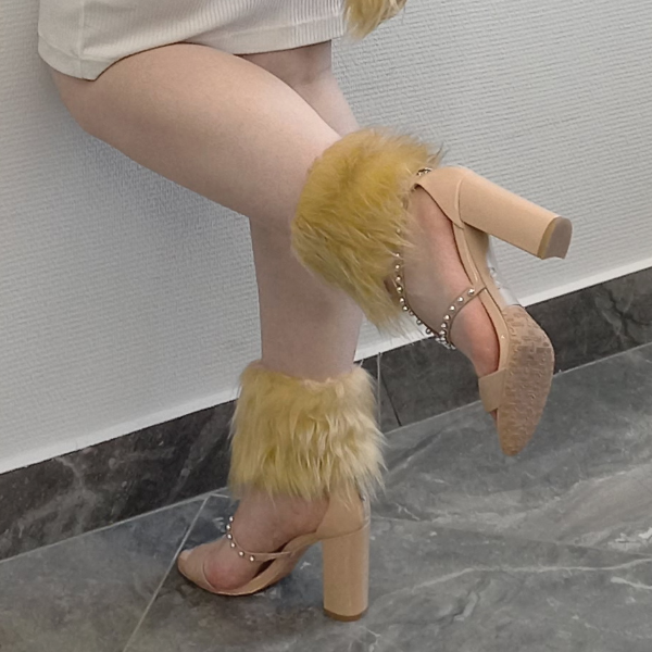 Ankle cuffs in faux fur. Gray, black, beige cuffs for the fancy dress of a wolf, cat, lioness, panther, husky.
