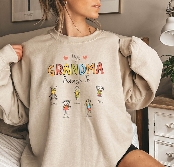 Personalize Grandma Gift Sweatshirt, Custom Grandma Grandchildren Gift, Nana Sweater, Gift for Grandmother, Mothers Day Gift, Cute Mom Shirt - 1.jpg