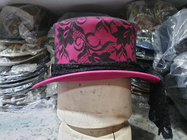 Steampunk Havisham Pink Leather Top Hat (4).jpg