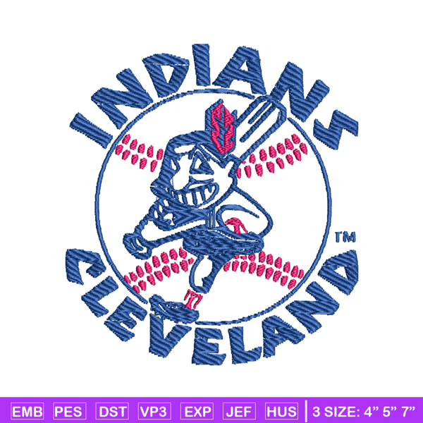 Cleveland Indians logo embroidery design, logo sport embroidery, baseball embroidery, logo shirt, MLB embroidery..jpg
