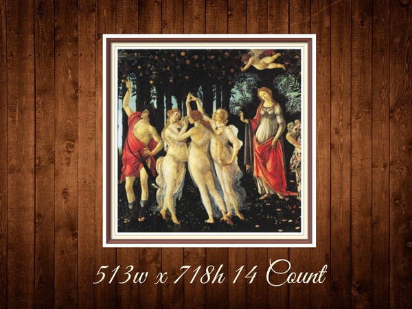 Spring  Cross Stitch Pattern  Sandro Botticelli 1478-1482   513w x 718h - 14 Count  PDF Vintage Counted.jpg