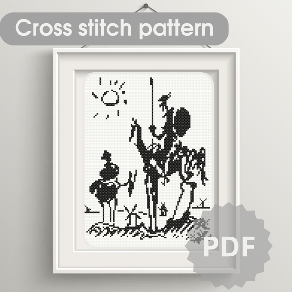 Cross stitch pattern Don Quixote (Picasso) (1).png