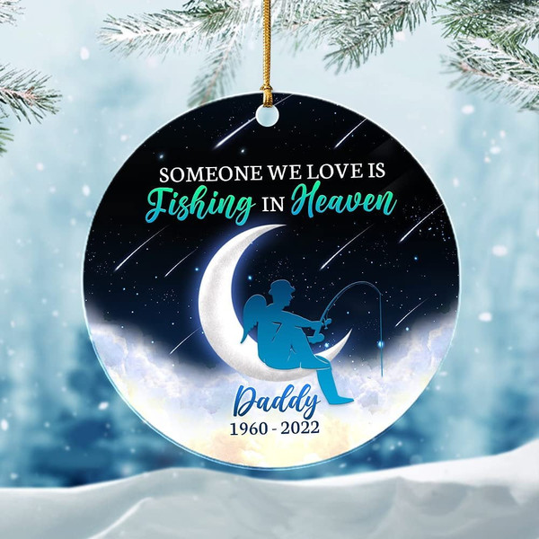 Personalized Acrylic Dad Memorial Ornament Fishing In Heaven - Inspire  Uplift