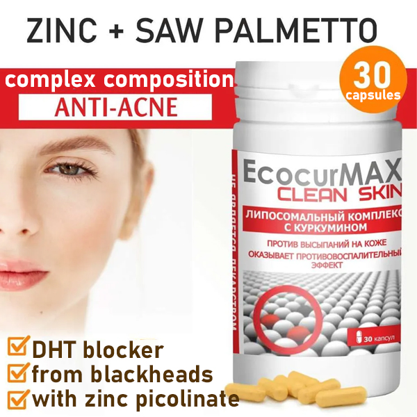 Anti-acne liposomal complex DHT blocker with zinc picolinate 30 capsules