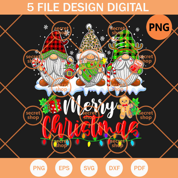Cute Gnomes Merry Christmas PNG, Gnomies Santa Hat Ornament PNG, Christmas Lighting PNG - SVG Secret Shop.jpg