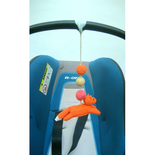 Fox stroller toy pram_ orange pram toy__car seat toy_ crochet baby rattle_forest pram decoration_forest stroller.jpg