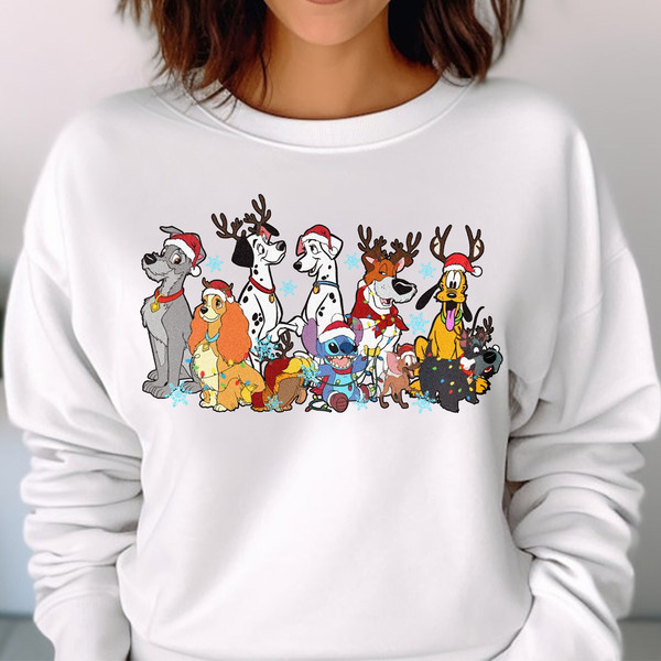 Merry Christmas Disney Dogs Sweatshirt, Dog Christmas Shirt, Dog Lovers Shirt, Disney Christmas Unisex T Shirt Sweatshirt Hoodie 2.jpg