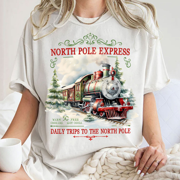 North Pole Express Tee, North Pole Train Shirt, Vintage Christmas Train Shirt, Christmas Movie Unisex T Shirt Sweatshirt Hoodie 1.jpg
