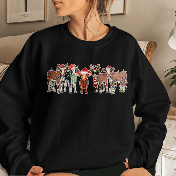 Сute Christmas Cows, Christmas Heifer, Mooey Christmas, Funny Christmas Highland Cow Gift Unisex T Shirt Sweatshirt Hoodie 4.jpg