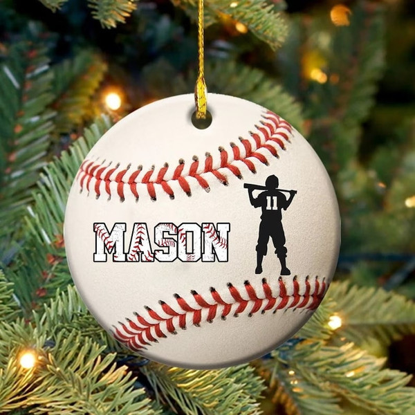 Personalized Baseball Ornament, Baseball Christmas Ornament, Baseball Player Ornament, Kids Baseball Gifts, Ceramic Ornament, XT 1.jpg