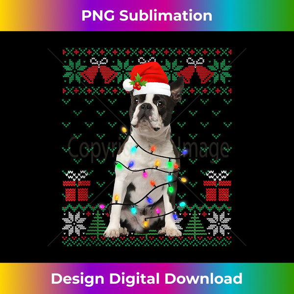 CF-20231115-967_Cute Boston Terrier Dog Santa Hat Ugly Sweater Xmas Lights Tank Top.jpg