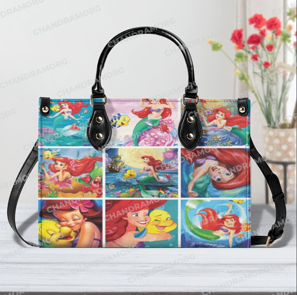 Custom Little Mermaid Leather Bag hand bag,Mermaid Woman Handbag,Mermaid Lovers Handbag,Custom Leather Bag,Personalized Bags,Vintage Bags.jpg