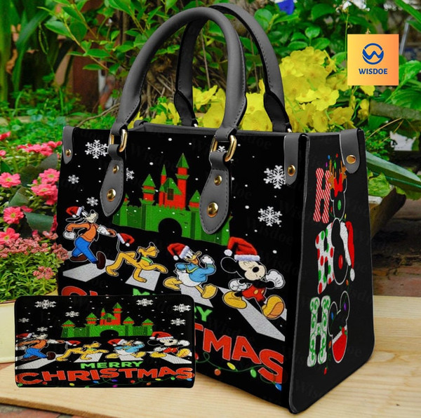 Mickey and Friends Women Leather Bag Handbag,Mickey Women Bag Purse,Mickey Lover's Handbag,Custom Leather Bag,Vintage Bags,Christmas Gifts.jpg
