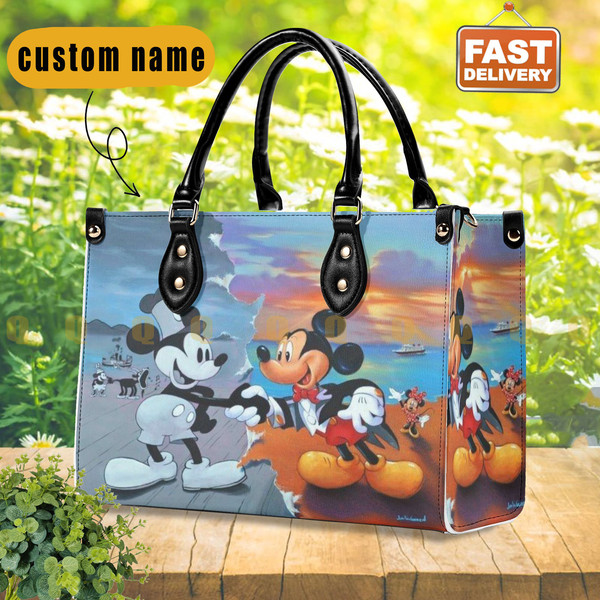 Mickey Women Leather Bag, Mickey Women Handbag, Disney Handbag, Disney Fan Gift, Custom Leather Bag, Shopping Bag, Vintage Handbag 2.jpg