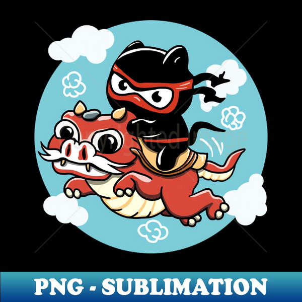 IZ-20231120-24131_Kawaii Ninja Cat Riding a Red Dragon 6095.jpg